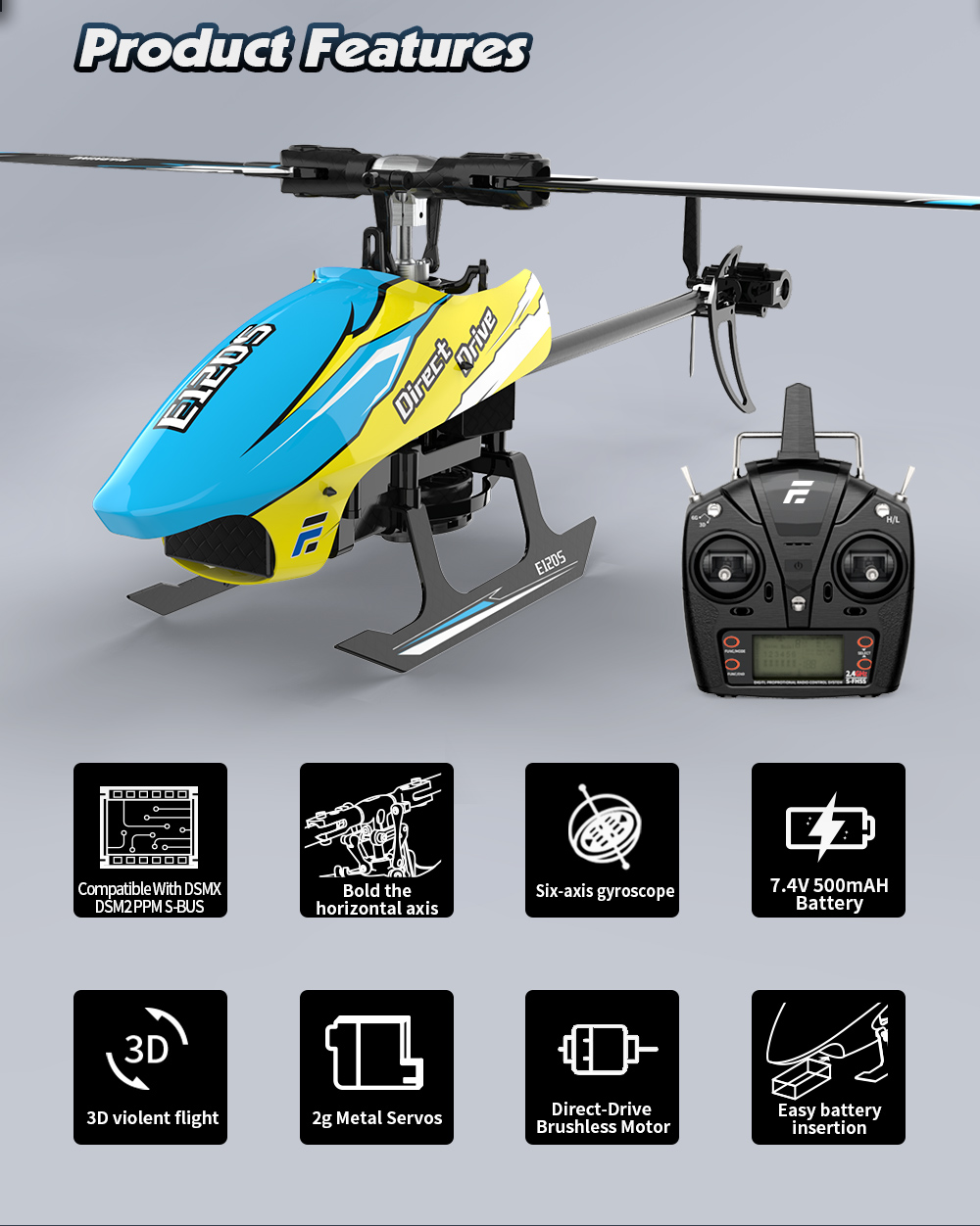 Eachine-E120S-24G-6CH-3D6G-System-Brushless-Direktantrieb-Flybarless-RC-Hubschrauber-kompatibel-mit--1970600-2